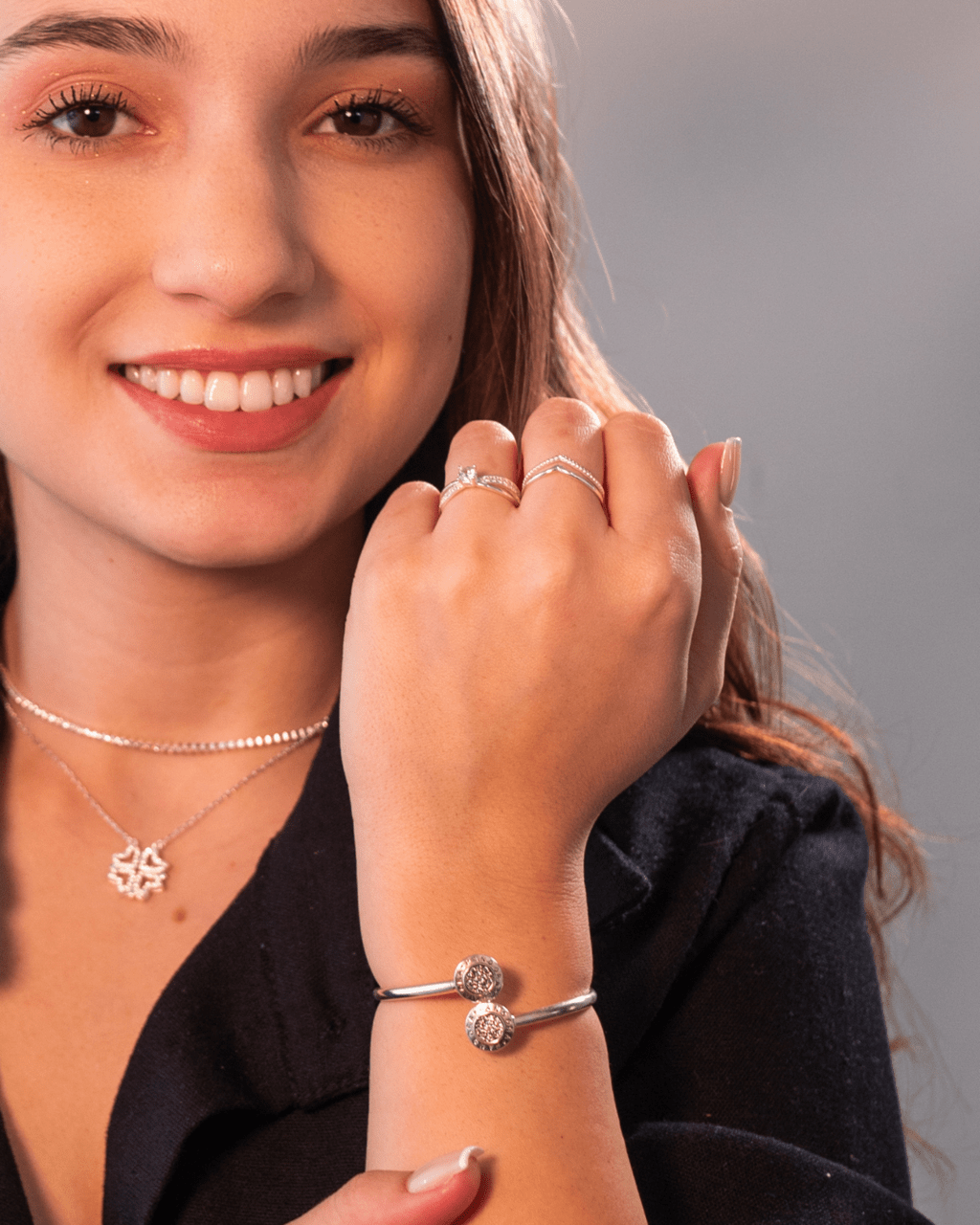 Bracelete Signature Cravejado Prata 925 - Karina Pratas