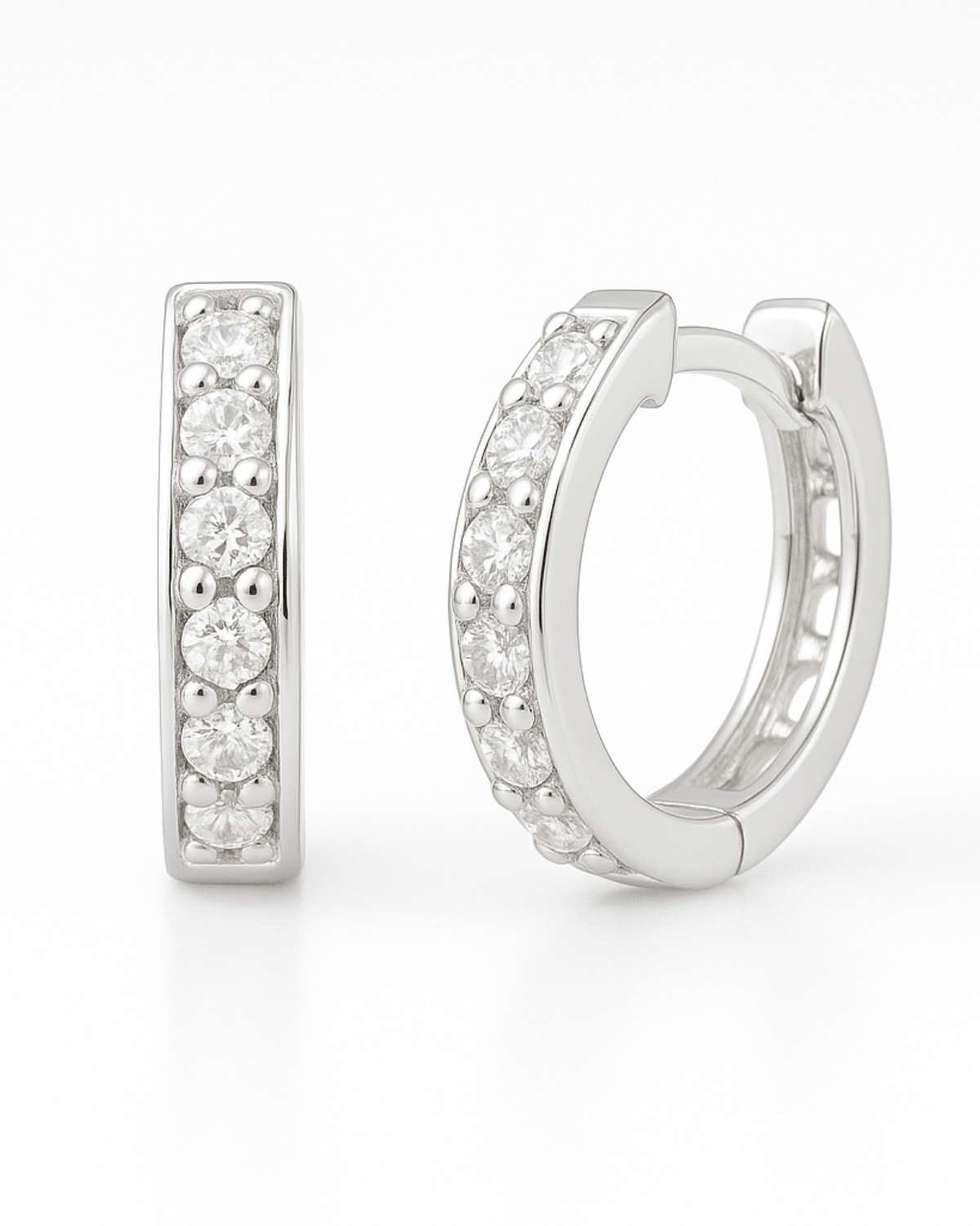 Brinco Argola Click Zircônia 10 mm Prata 925 - Karina Pratas