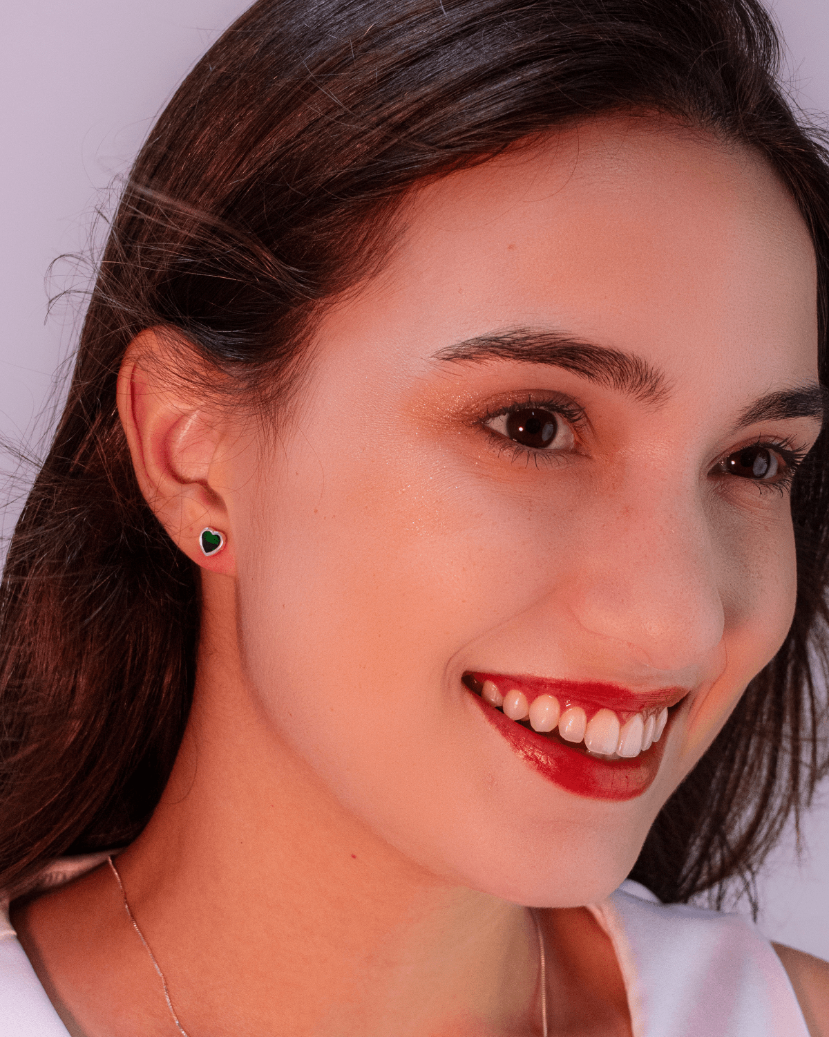 Brinco Coração Esmeralda de Prata 925 - Karina Pratas