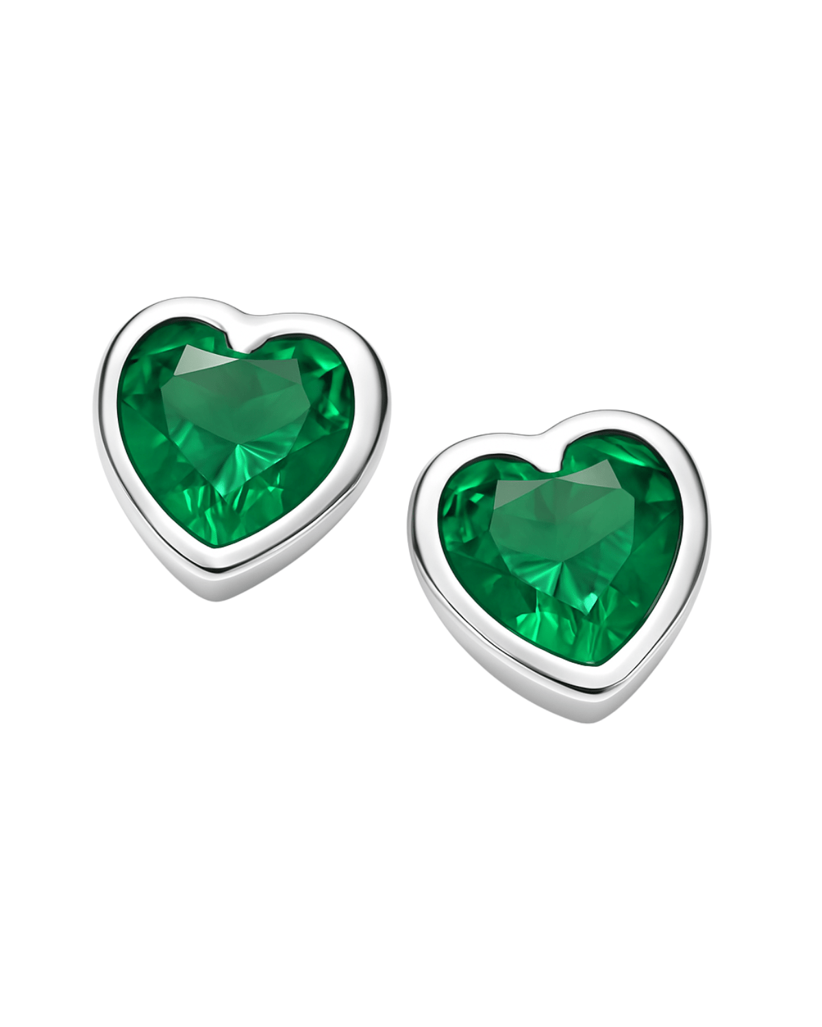 Brinco Coração Esmeralda de Prata 925 - Karina Pratas