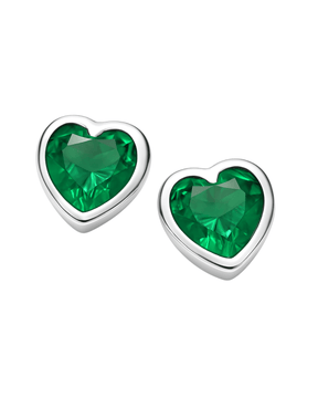 Brinco Coração Esmeralda de Prata 925 - Karina Pratas
