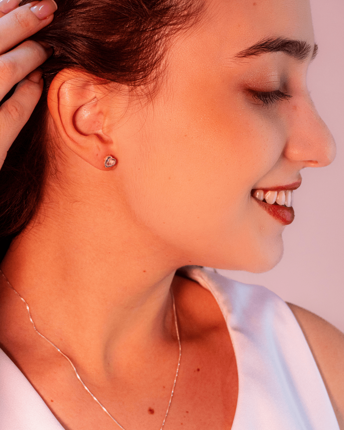 Brinco Ponto de Luz Coração Prata 925 - Karina Pratas