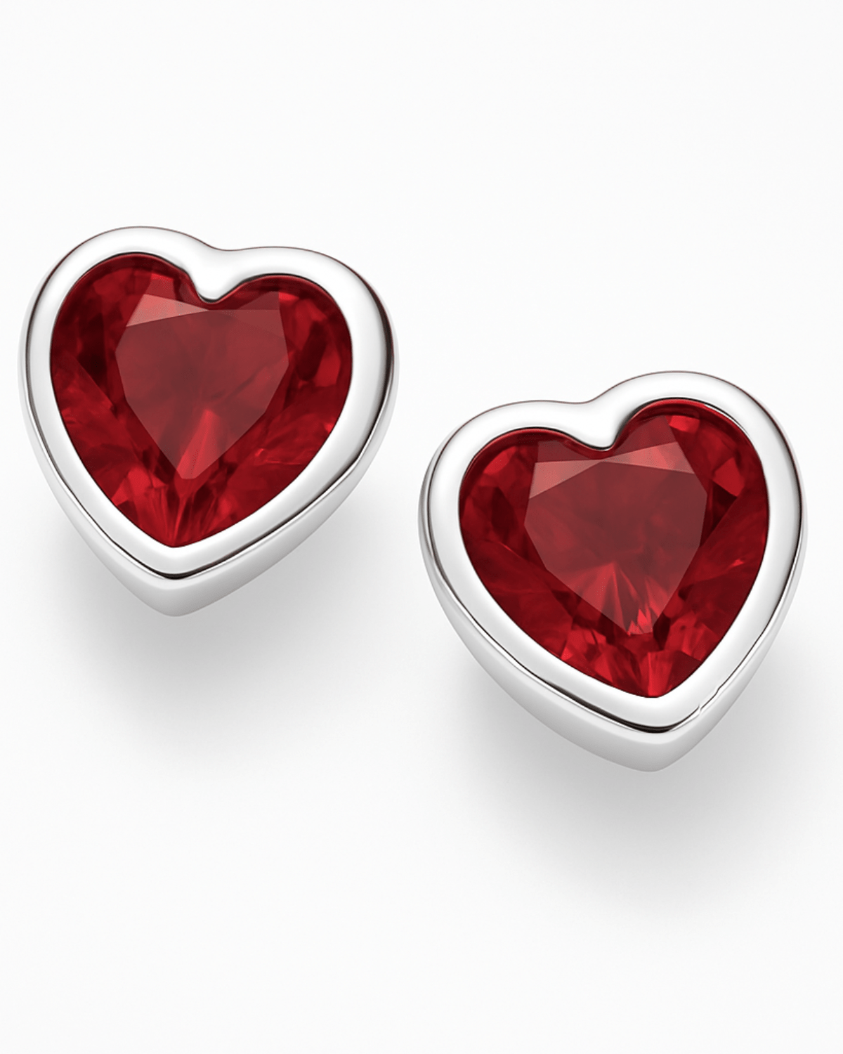 Brinco Ponto de Luz Coração Vermelho Prata 925 - Karina Pratas