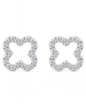 Brinco Trevo Cravejado Prata 925 - Karina Pratas