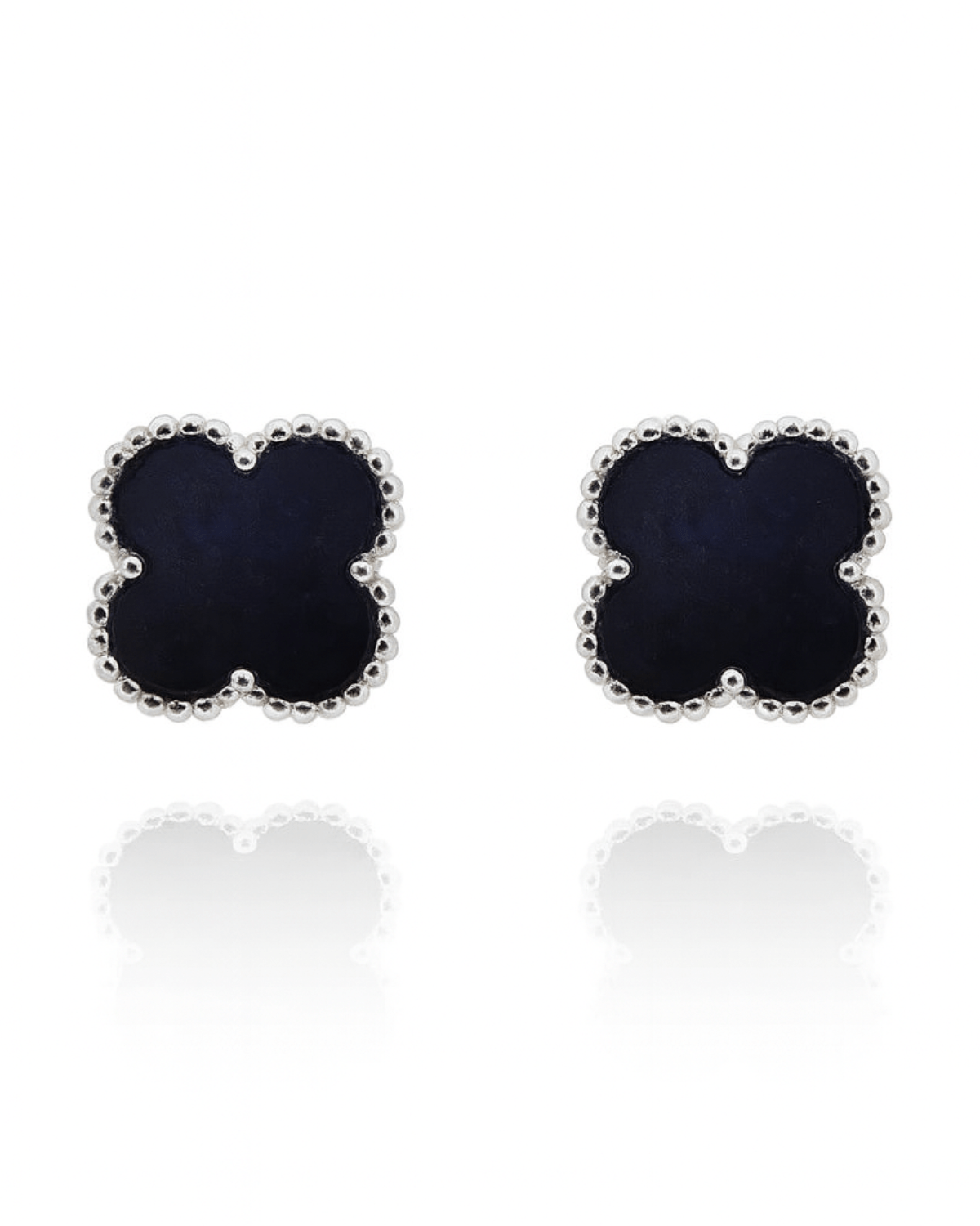 Brinco Trevo Preto em Prata 925 - Karina Pratas