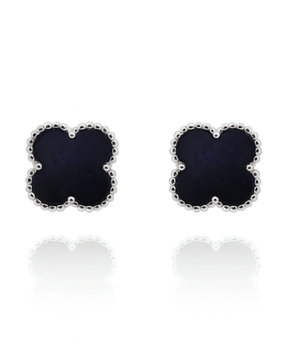 Brinco Trevo Preto em Prata 925 - Karina Pratas