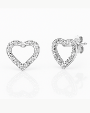 Brinco Zircônia Coração Vazado Prata 925 - Karina Pratas