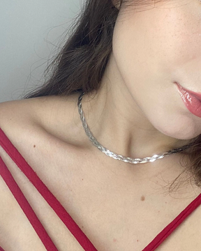 Choker De Prata Duplo Fio Laminada