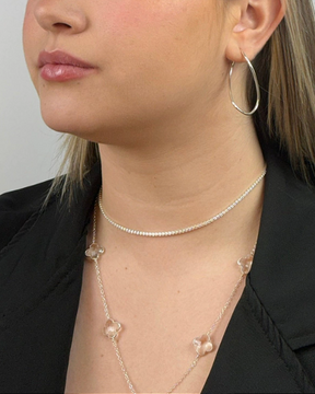 Colar De Prata Trevo Pedras Cristal