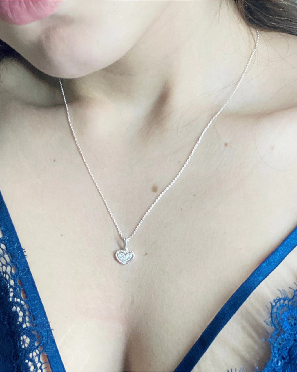 Colar De Prata Coração Celebre o Amor