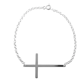 Pulseira/Tornozeleira Cruz Deitada De Prata 925