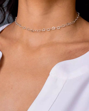 Choker Elos de Corações Prata 925 - Karina Pratas