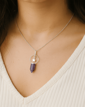 Colar Ametista com Estrela em Prata 925 - Karina Pratas