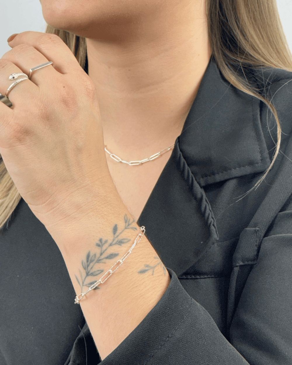 Colar Cartier Elos Quadrado em Prata 925 - Karina Pratas