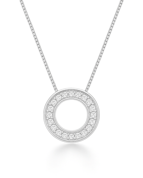 Colar Círculo Vazado Cravejado Prata 925 45 cm - Karina Pratas