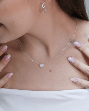 Colar Coração Cravejado Prata 925 - Karina Pratas
