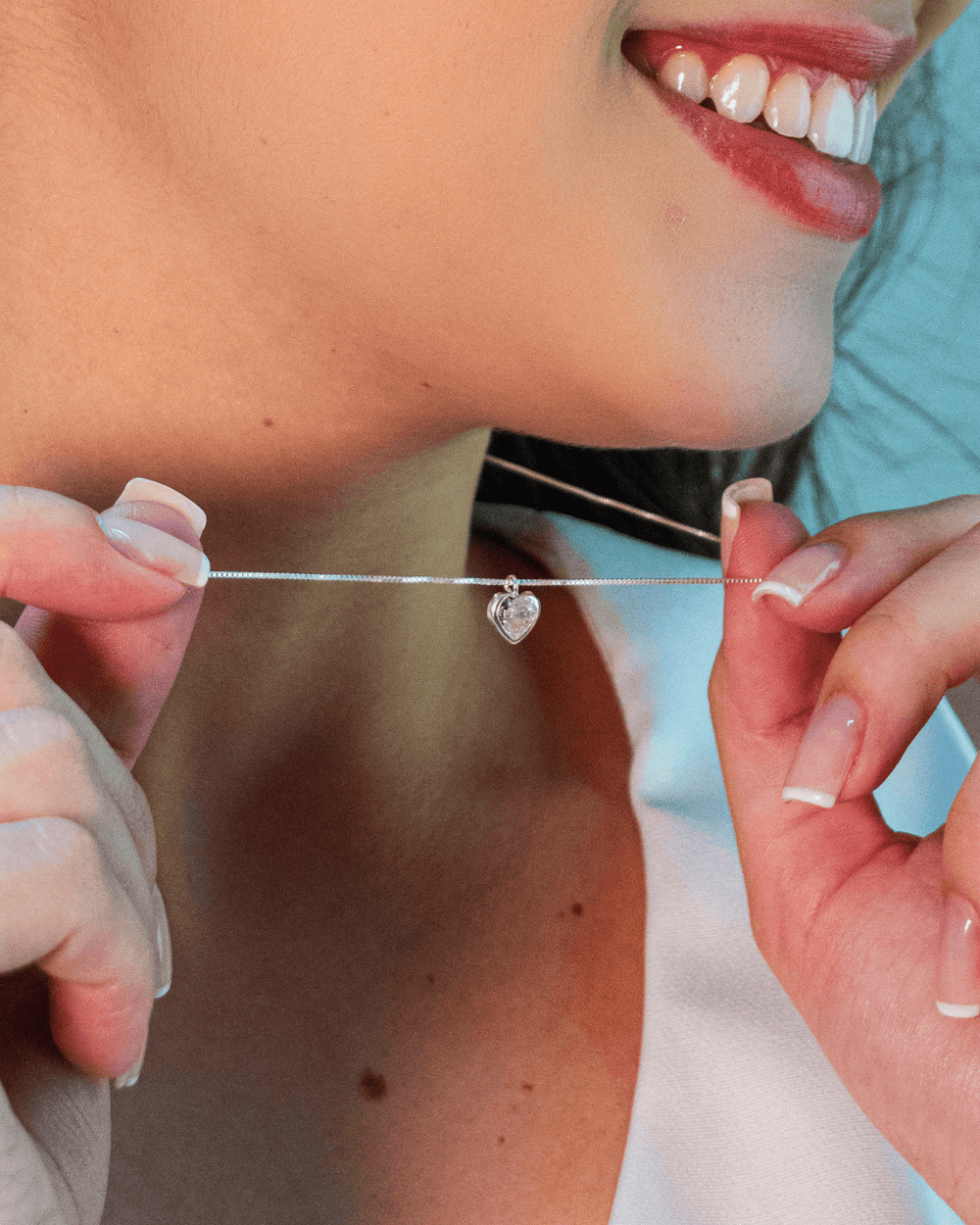 Colar Coração Cristal Prata 925 - Karina Pratas
