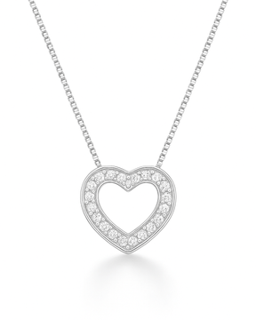 Colar Coração Vazado com Zircônia Prata 925 - Karina Pratas