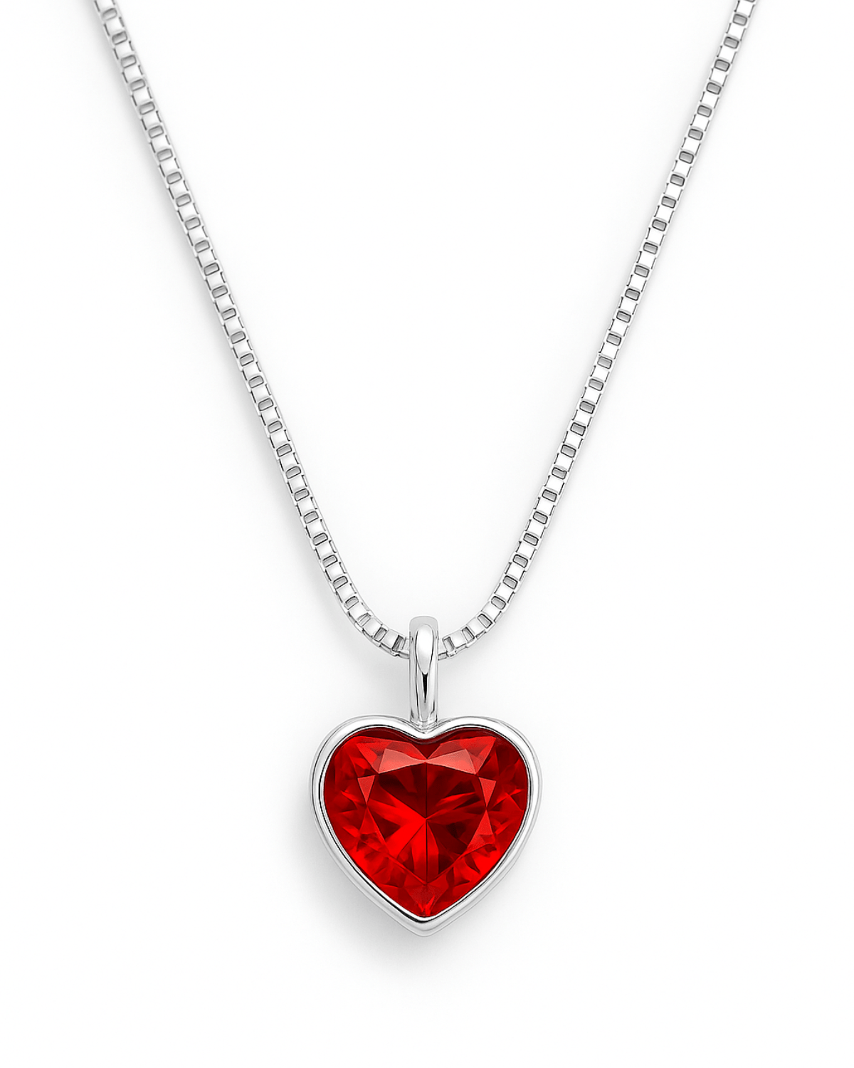 Colar Coração Vermelha Prata 925 - Karina Pratas