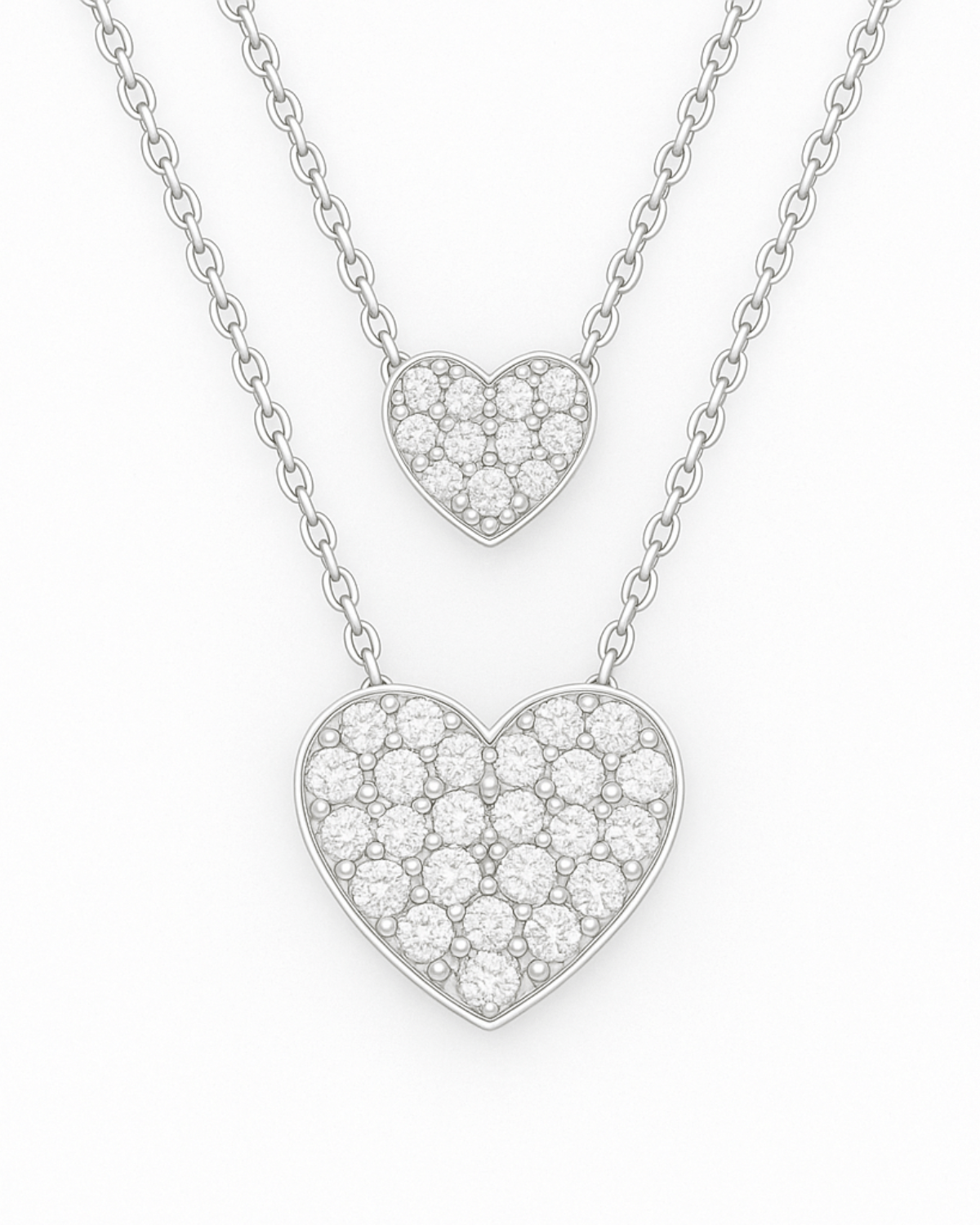 Colar Dois Corações Prata 925 - Karina Pratas