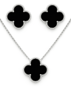 Colar e Brinco Trevo Prata 925 - Karina Pratas