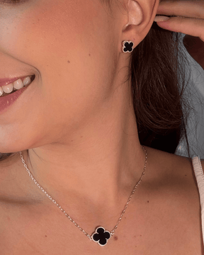 Colar e Brinco Trevo Prata 925 - Karina Pratas