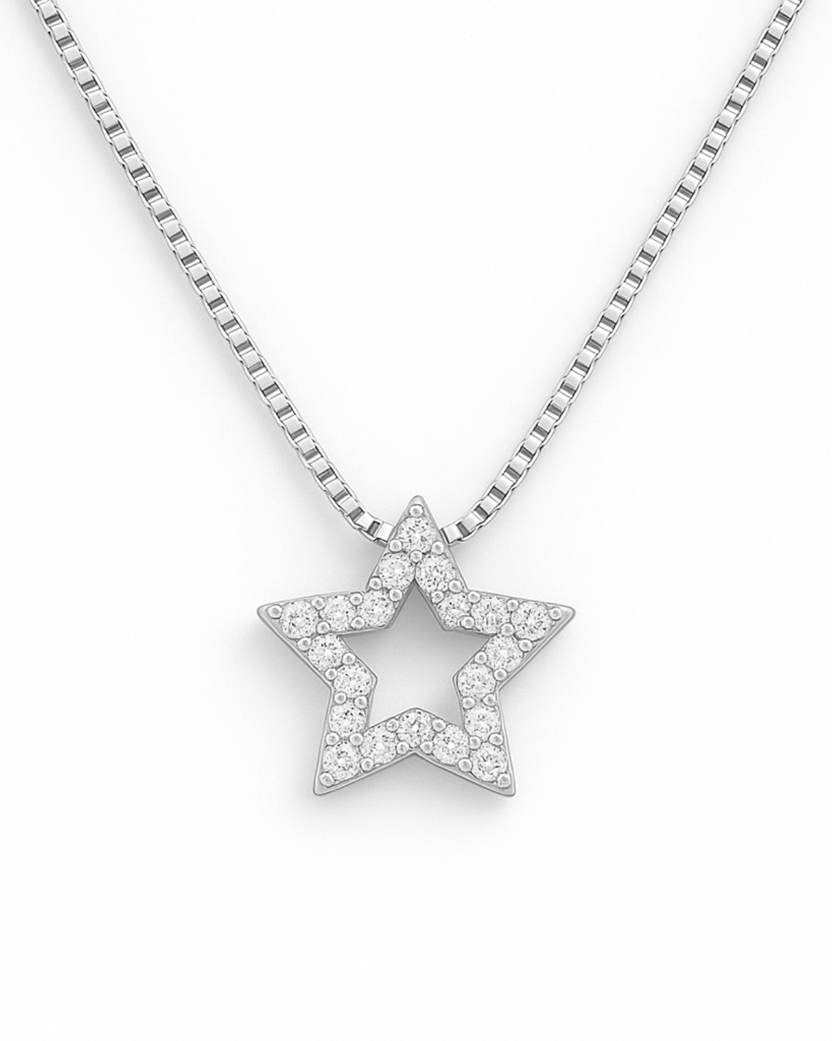 Colar Estrela Cravejada em Prata 925 - Karina Pratas