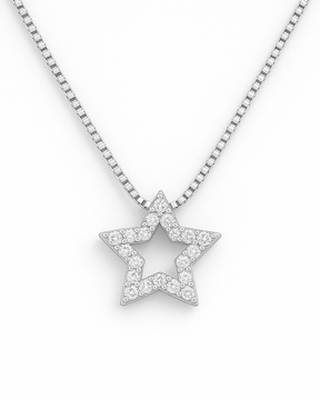 Colar Estrela Cravejada em Prata 925 - Karina Pratas