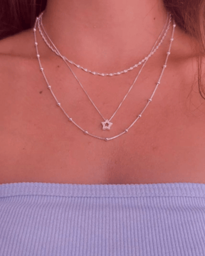 Colar Estrela Cravejada em Prata 925 - Karina Pratas