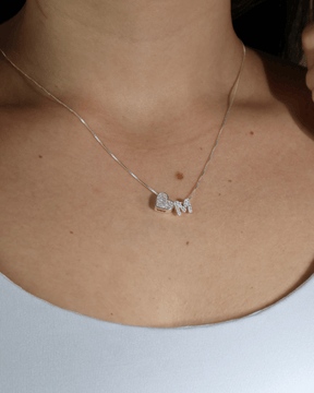 Colar Iniciais com Pingente Coração Cravejado Prata 925 - Karina Pratas