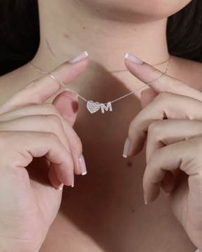 Colar Iniciais com Pingente Coração Cravejado Prata 925 - Karina Pratas