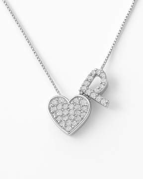 Colar Iniciais com Pingente Coração Cravejado Prata 925 - Karina Pratas