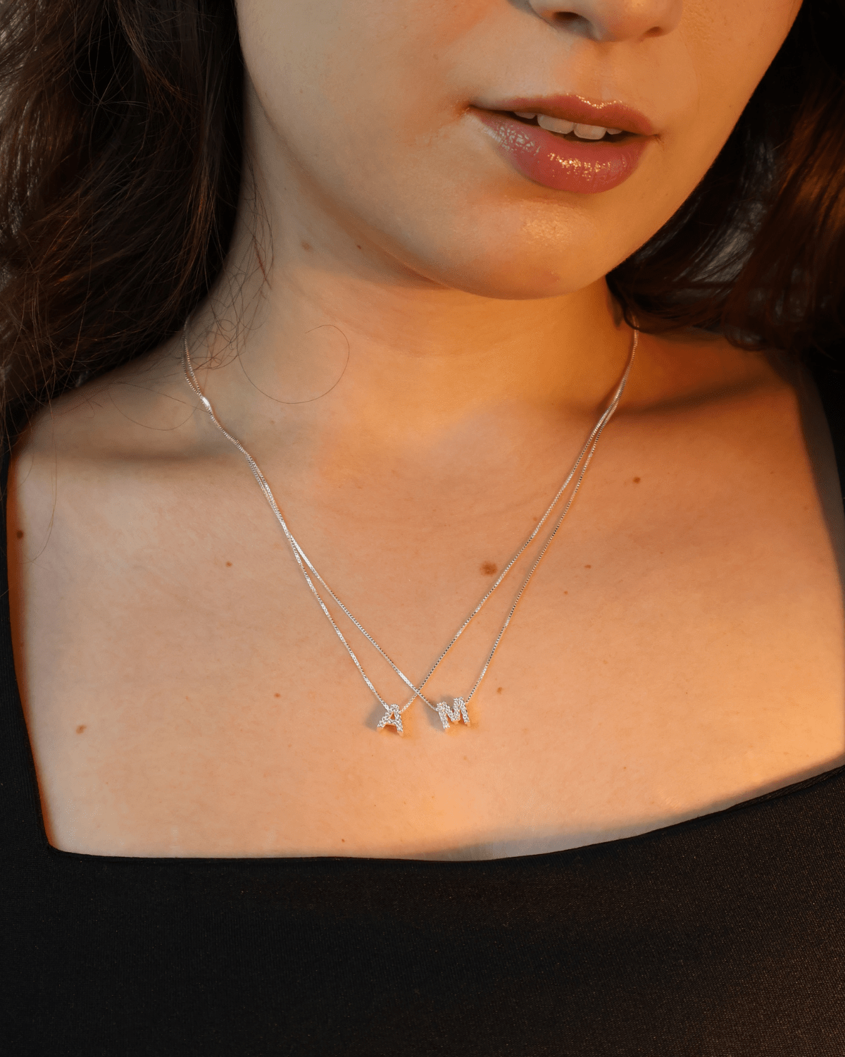 Colar Letra Inicial Cravejada em Prata 925 - Karina Pratas