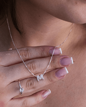 Colar Letra Inicial Cravejada em Prata 925 - Karina Pratas