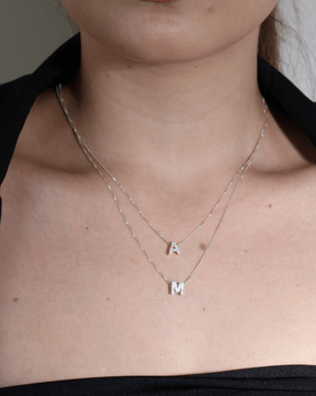 Colar Letra Inicial Cravejada em Prata 925 - Karina Pratas