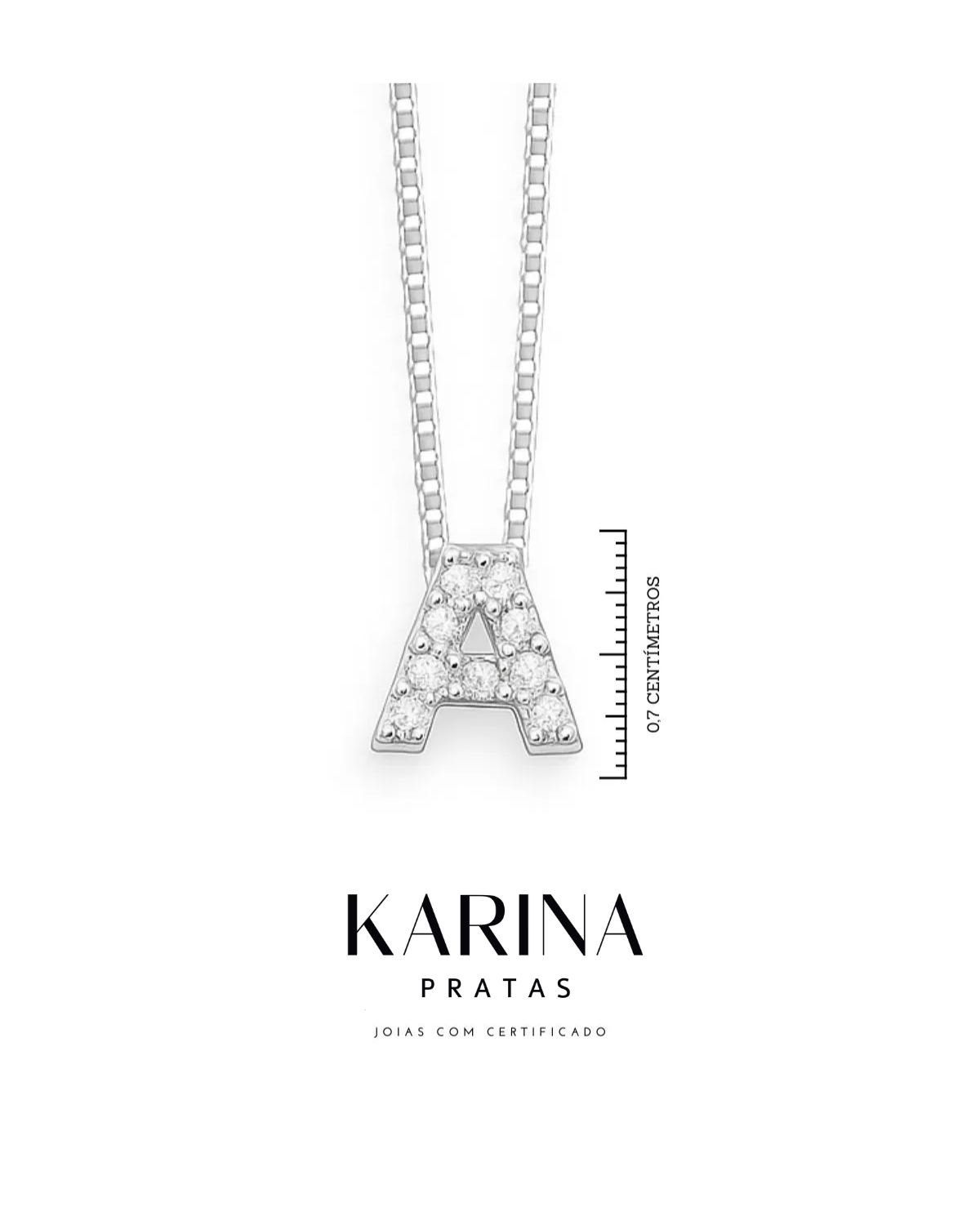 Colar Letra Inicial Cravejada em Prata 925 - Karina Pratas