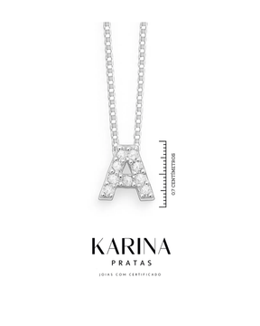 Colar Letra Inicial Cravejada em Prata 925 - Karina Pratas