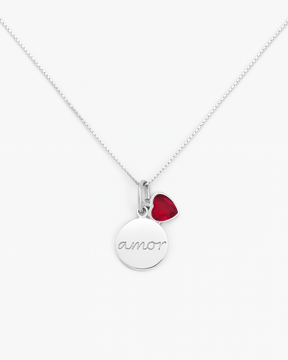 Colar Medalha Amor Ponto de Luz Vermelho em Prata 925 - Karina Pratas