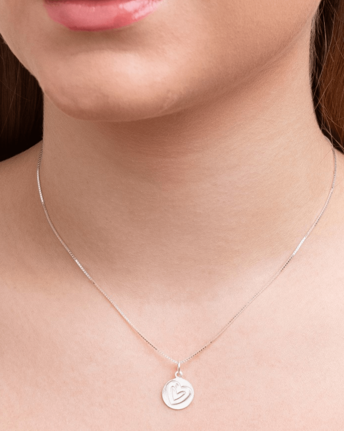Colar Medalha Corações em Prata 925 - Karina Pratas