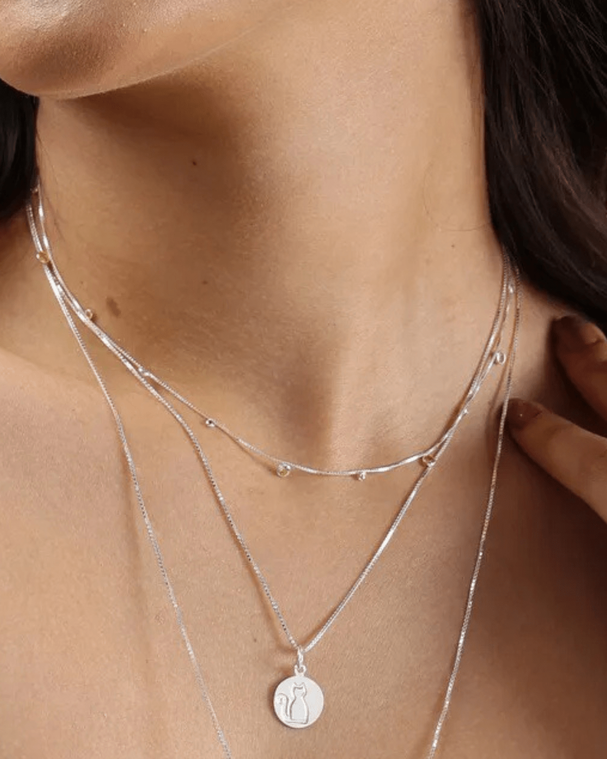 Colar Medalha Gato Prata 925 - Karina Pratas