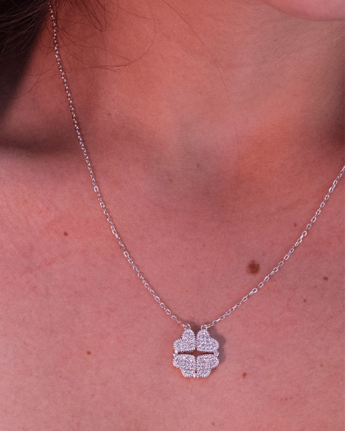 Colar Trevo e Coração Magnético Prata 925 - Karina Pratas