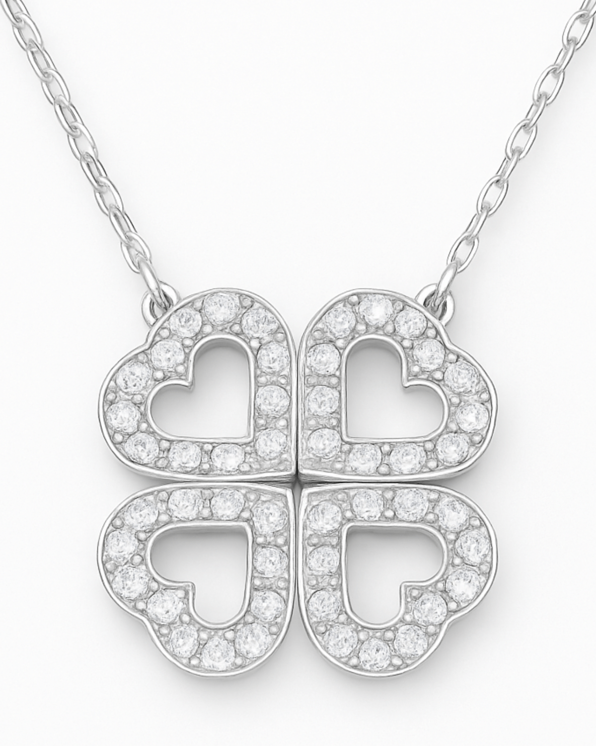 Colar Trevo e Coração Magnético Prata 925 - Karina Pratas