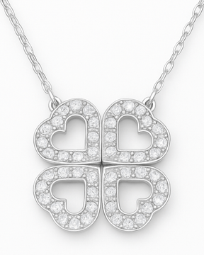 Colar Trevo e Coração Magnético Prata 925 - Karina Pratas