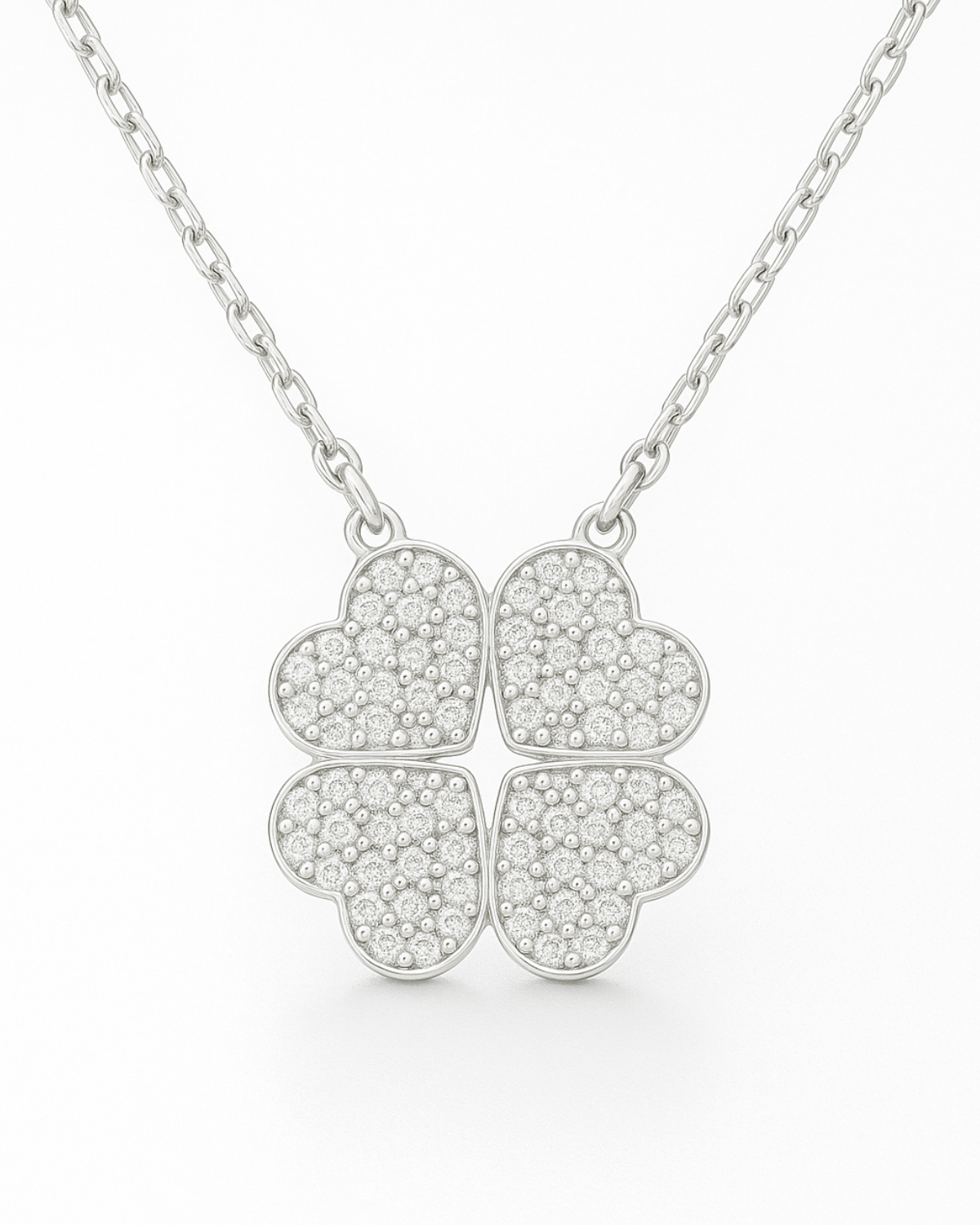 Colar Trevo e Coração Magnético Prata 925 - Karina Pratas