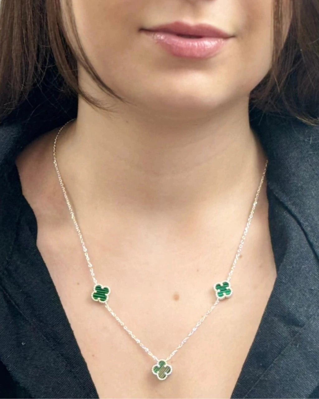 Colar Trevo Verde Esmeralda Em Prata 925 - Karina Pratas