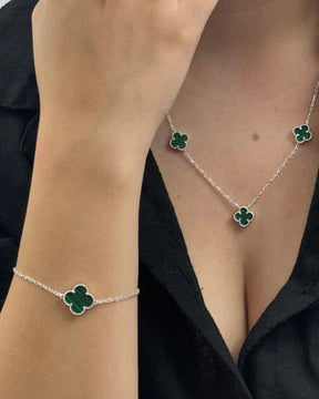 Colar Trevo Verde Esmeralda Em Prata 925 - Karina Pratas