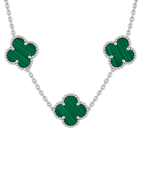 Colar Trevo Verde Esmeralda Em Prata 925 - Karina Pratas