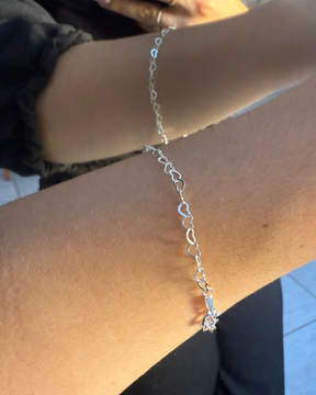 Pulseira Elos de Coração De Prata 925