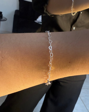 Pulseira Elos de Coração De Prata 925