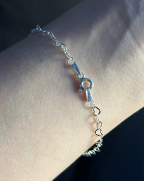 Pulseira Elos de Coração De Prata 925